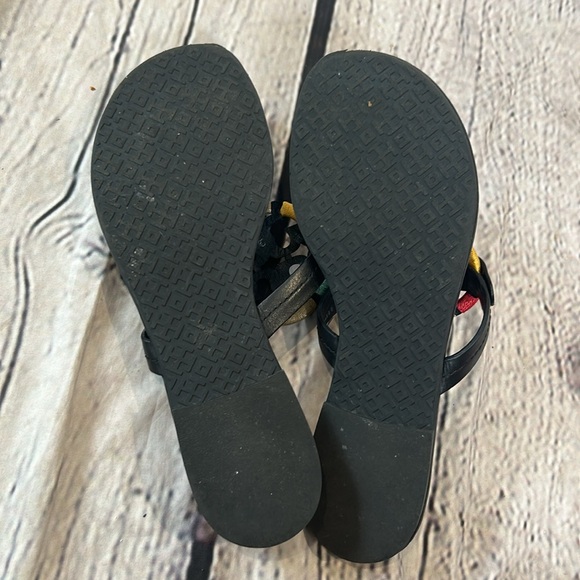 Tory Burch Black Multi Miller Embroidered Sandals Size 7 - Picture 10 of 13